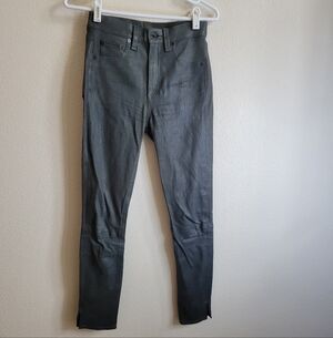 Rag & Bone Lamb Leather Pants Dark Green Skinny Stretch 5 Pocket Ladies 24.